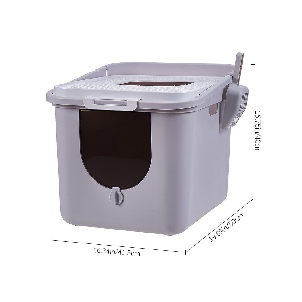 Enclosed Cat Litter Box with Top-Mounted Deodorizer – Spacious, Leak-Proof, and Easy-Clean Design