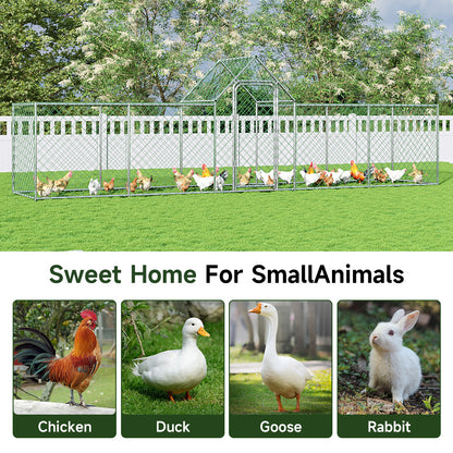 Metal Chicken Coop Run with PE Tarpaulin – Secure, Spacious Outdoor Enclosure for Poultry and Rabbits