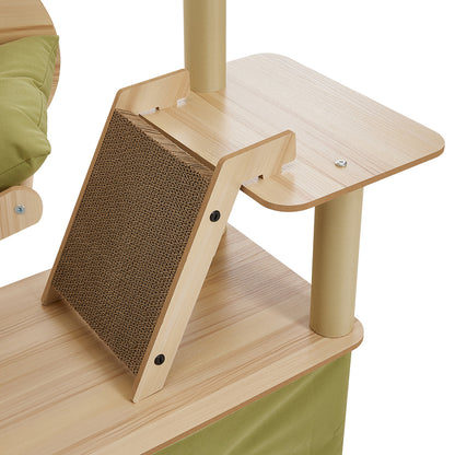 Luxurious 6-Tier Cat Tower with Scratching Board, Rotatable Hammock & Acrylic Capsule – Space-saving Multifunctional Playground