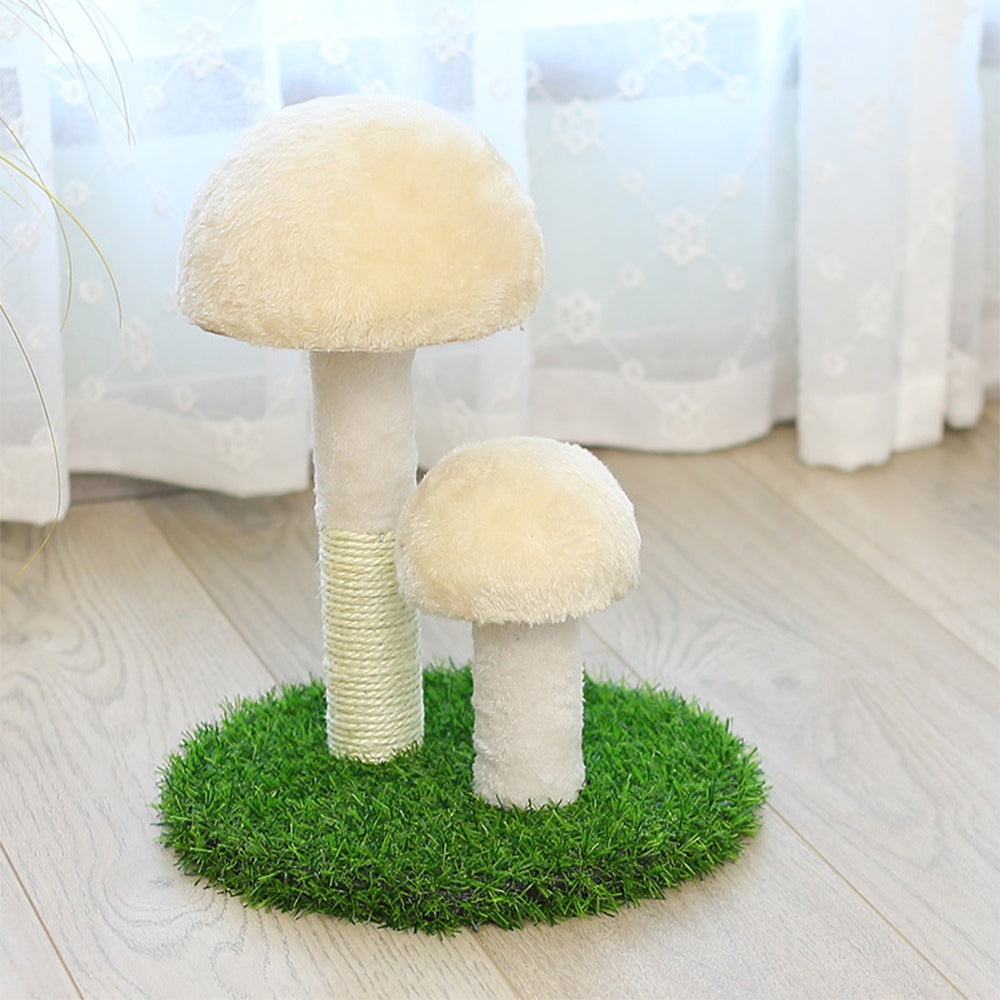 Mushroom-Shaped Cat Scratching Post – Natural Sisal with Playful Grass Base for Kittens & Cats