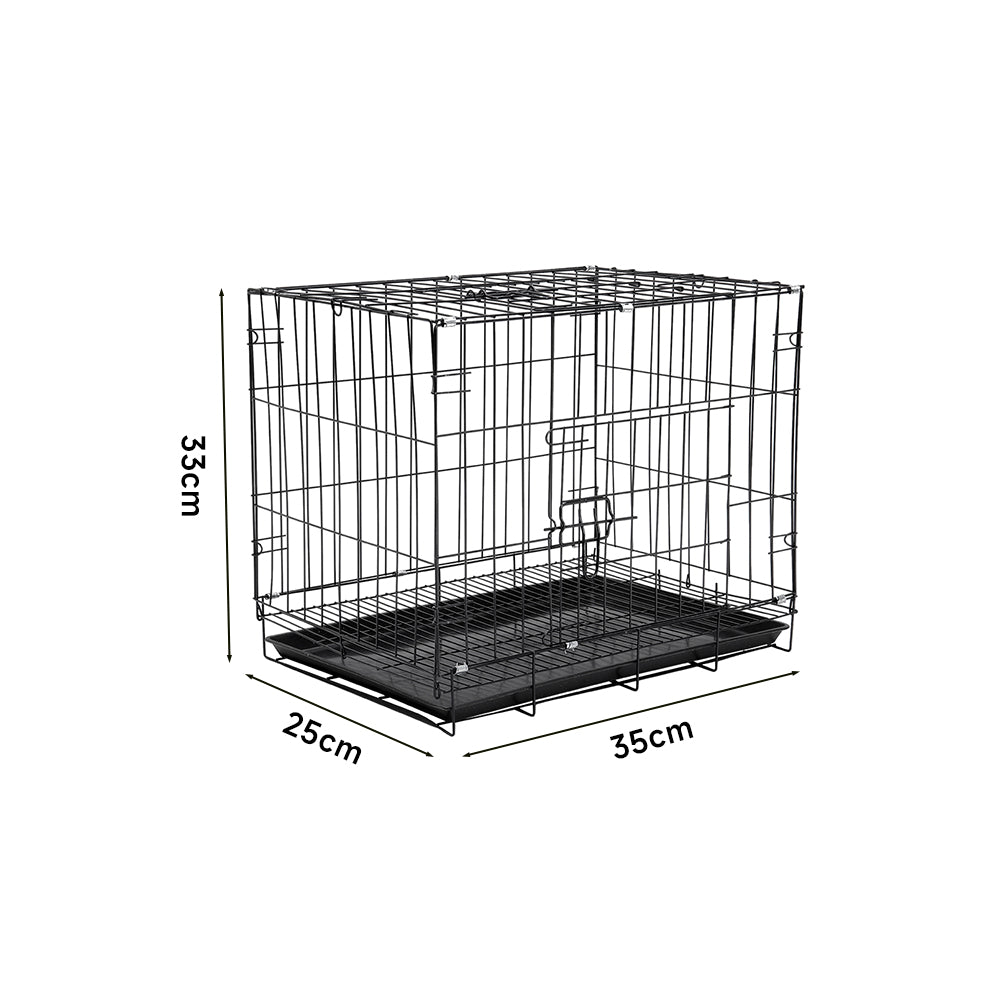 Foldable Wire Pet Crate with Dual Doors and Removable Tray – Secure & Easy-Clean Kennel for Small Pets