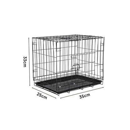 Foldable Wire Pet Crate with Dual Doors and Removable Tray – Secure & Easy-Clean Kennel for Small Pets