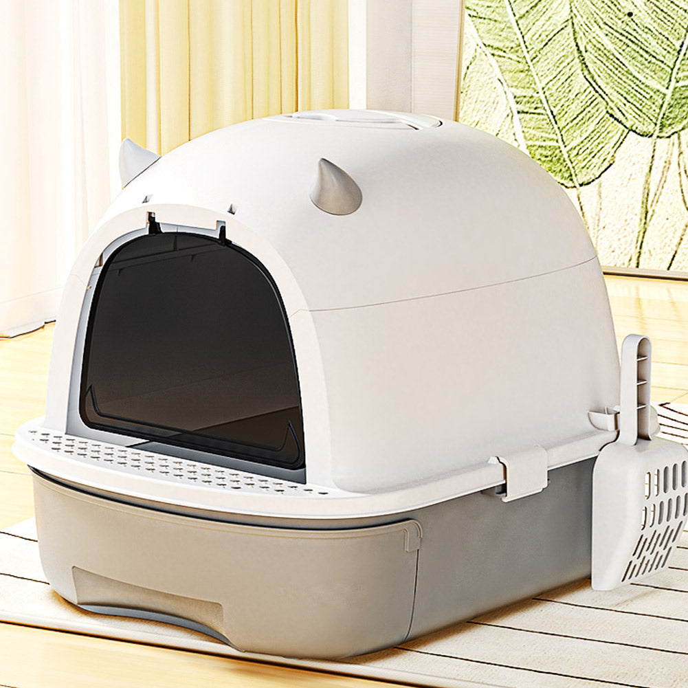 Little Devil Design Enclosed Cat Litter Box – Privacy, Easy Access, and Mess-Free