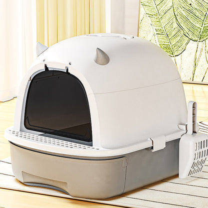Little Devil Design Enclosed Cat Litter Box – Privacy, Easy Access, and Mess-Free