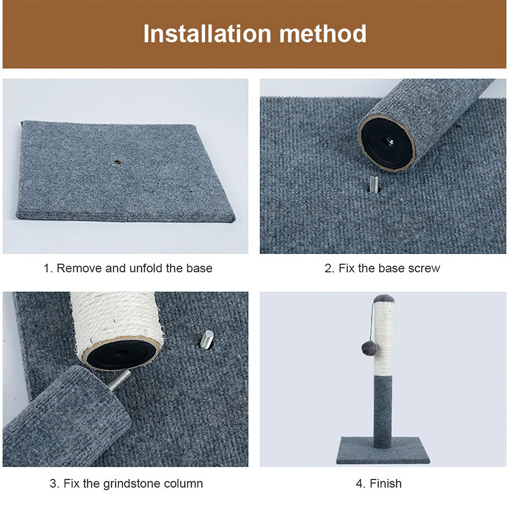 Natural Sisal Cat Scratching Post with Hanging Ball – Stable Base & Fun Design for Indoor Cats