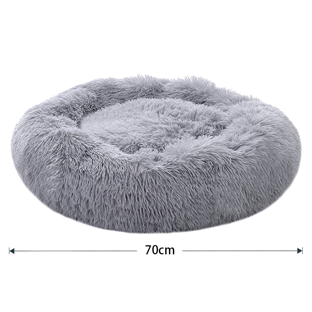 Calming Donut Plush Pet Bed – Soft, Round Cuddler with Raised Rim and Anti-Slip Bottom