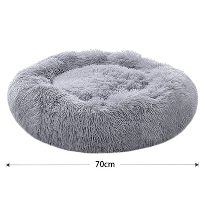 Calming Donut Plush Pet Bed – Soft, Round Cuddler with Raised Rim and Anti-Slip Bottom