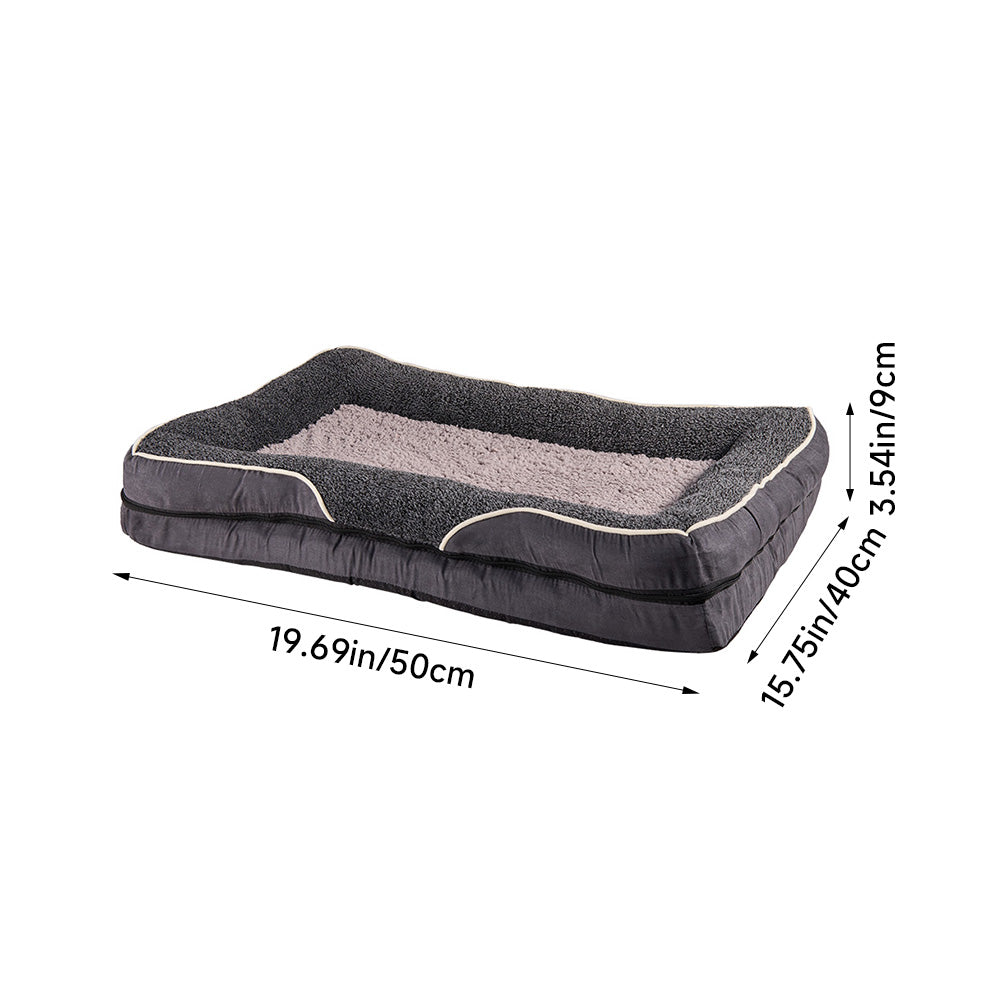 Dark Grey Anti-Slip Pet Bed with Plush Interior & Removable Cover