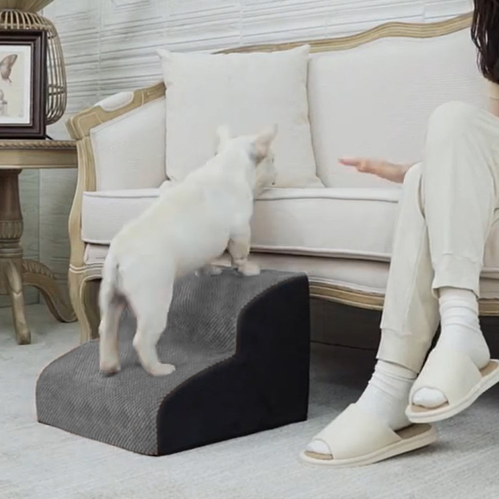 Soft Pet Stairs with Non-Slip Base – 2/3/4-Step Foam Ramp with Removable Washable Cover