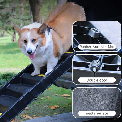 Folding Pet Ramp for Dogs – Lightweight Portable Stairs with Non-Slip Surface and Safety Rails