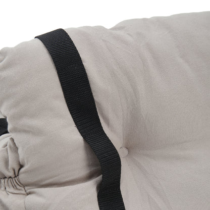 Light Grey Travel Pet Bed with Storage Pockets – Cozy Car Seat Protector with Safety Straps