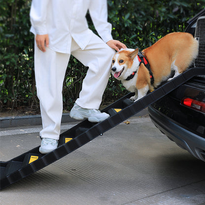 Folding Pet Ramp for Dogs – Lightweight Portable Stairs with Non-Slip Surface and Safety Rails
