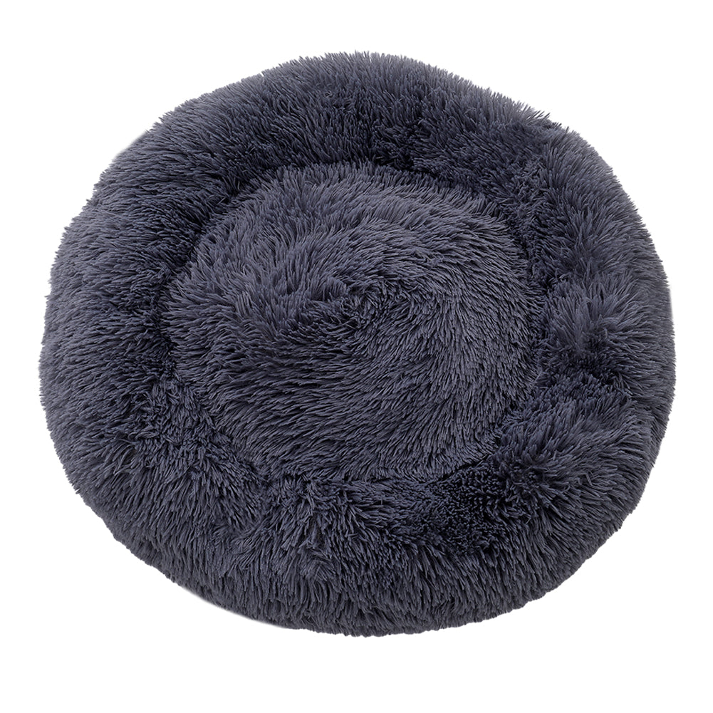 Calming Donut Plush Pet Bed – Ultra-Soft Round Nest with Raised Rim and Anti-Slip Base