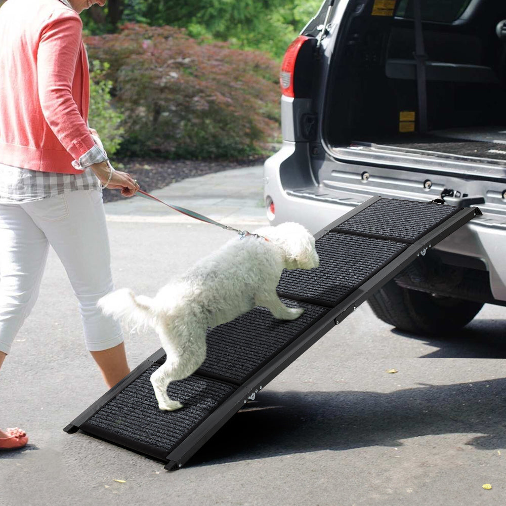 Outdoor Foldable Metal Dog Ramp – Non-Slip Pet Ladder for Cars, Trucks, and SUVs