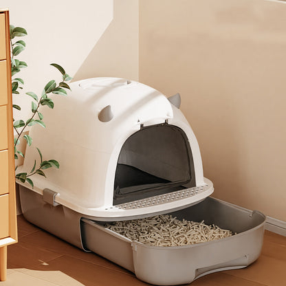 Little Devil Design Enclosed Cat Litter Box – Privacy, Easy Access, and Mess-Free
