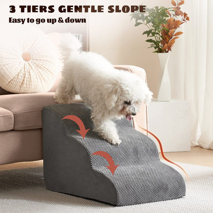 Non-Slip Pet Stairs with Removable Cover – Comfortable & Stable for Small Dogs