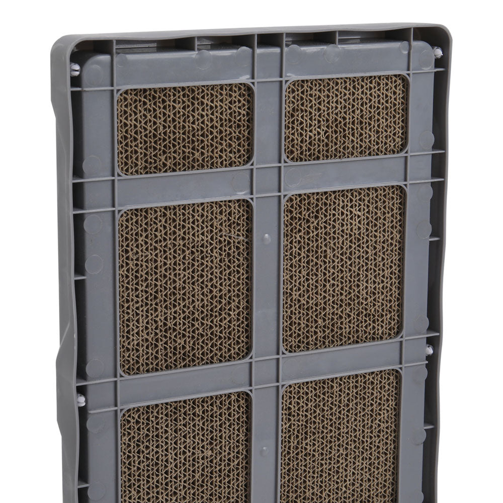 L-Shaped Corrugated Cat Scratcher with Rolling Ball Toys – Wall-Fit Design for Claw Care & Play