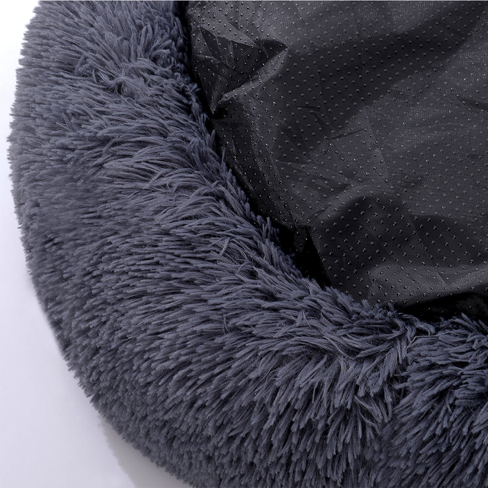 Calming Donut Plush Pet Bed – Ultra-Soft Round Nest with Raised Rim and Anti-Slip Base