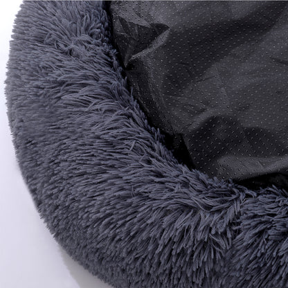 Calming Donut Plush Pet Bed – Ultra-Soft Round Nest with Raised Rim and Anti-Slip Base