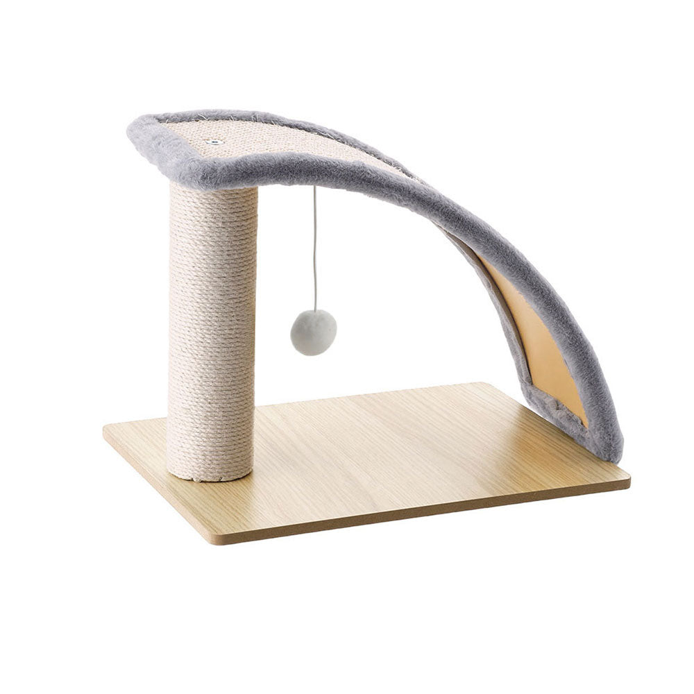 Slope-Design Sisal Cat Scratching Post with Hanging Ball and Back Scratcher