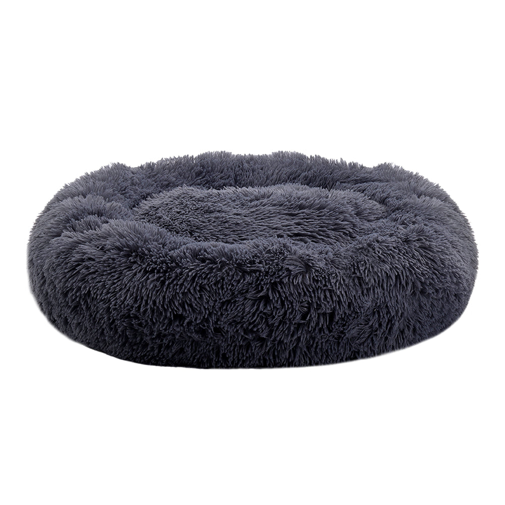 Calming Donut Plush Pet Bed – Ultra-Soft Round Nest with Raised Rim and Anti-Slip Base