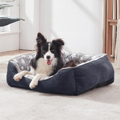 Soft Plush Non-Slip Washable Pet Sleeping Bed with Raised Sides