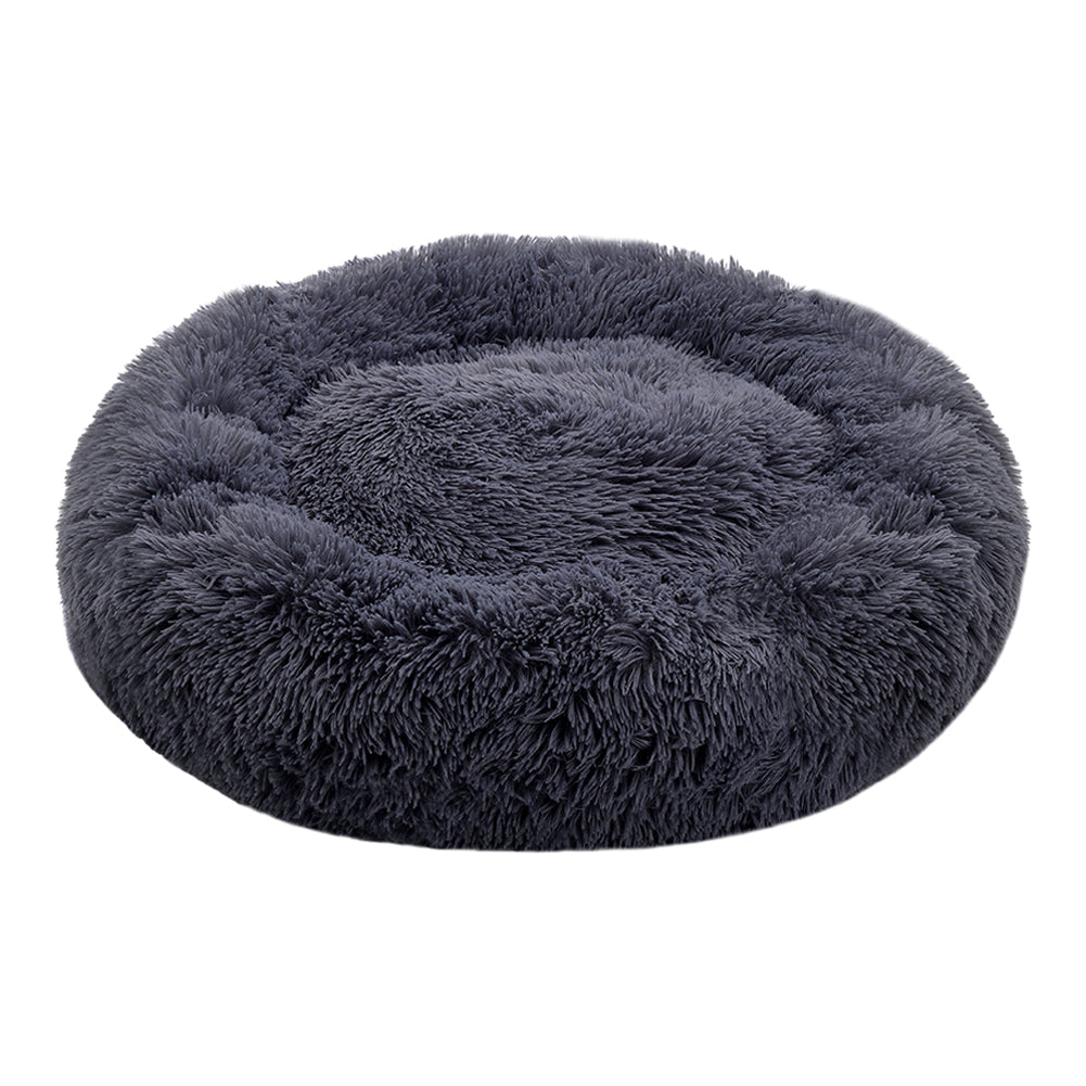 Calming Donut Plush Pet Bed – Ultra-Soft Round Nest with Raised Rim and Anti-Slip Base