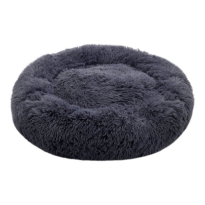 Calming Donut Plush Pet Bed – Ultra-Soft Round Nest with Raised Rim and Anti-Slip Base
