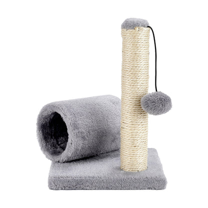 3-in-1 Cat Scratching Post with Plush Tunnel & Hanging Ball Toys – Compact Activity Center for Kittens