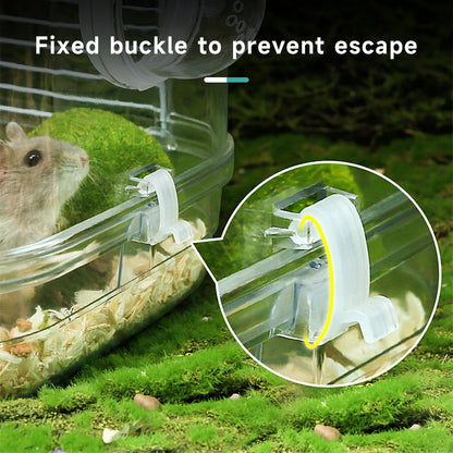 Double-Layer Transparent Hamster Cage with Hidden Handle and Tunnel