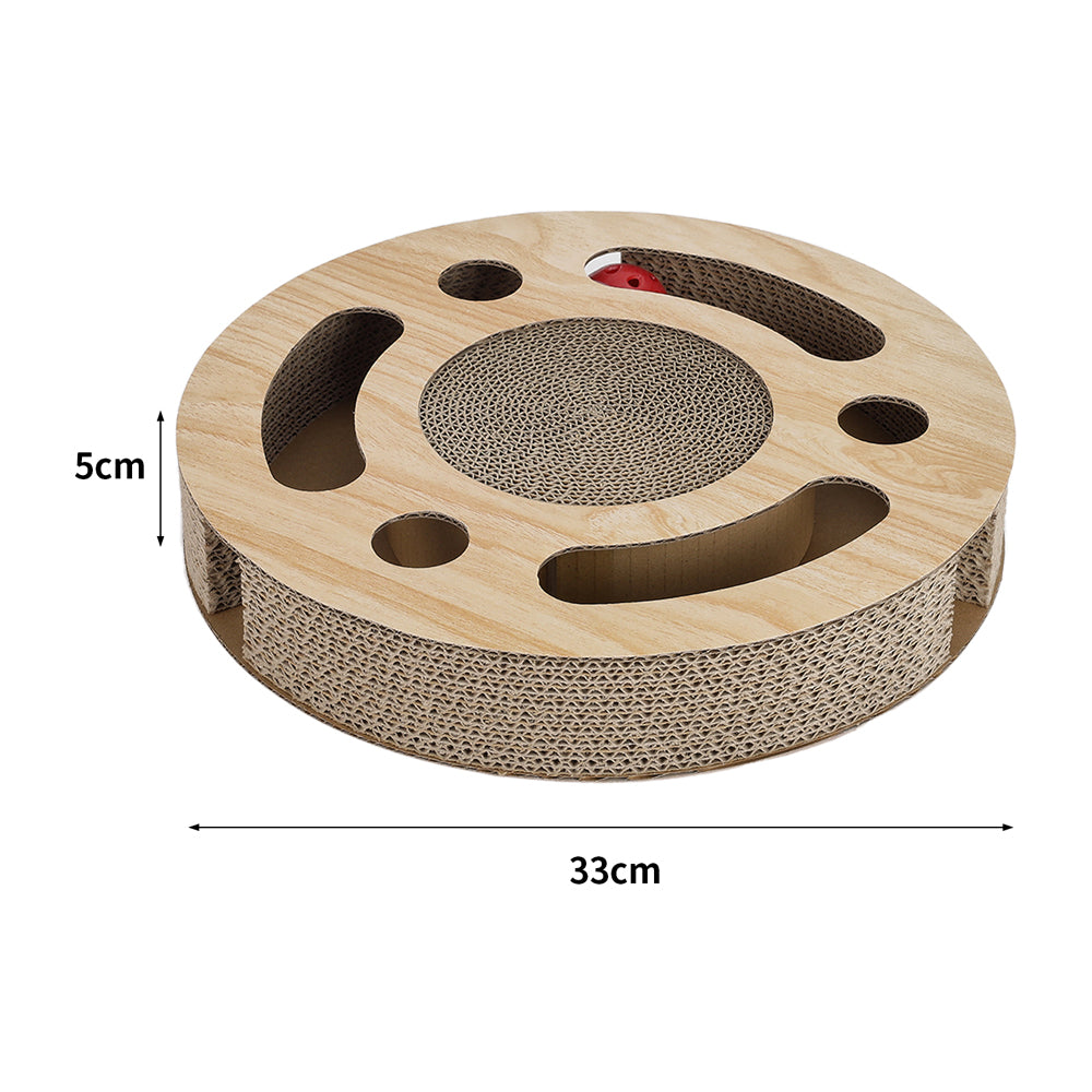 Round Corrugated Cat Scratcher with Ball Toy – Compact Play & Claw Care Pad for Kittens and Cats