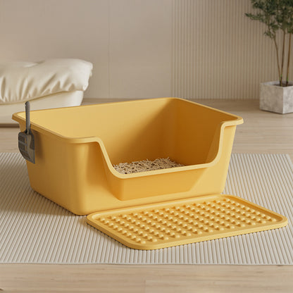 Large Anti-Splash Cat Litter Box with Mat and Scoop – Easy Access & Mess-Free Design