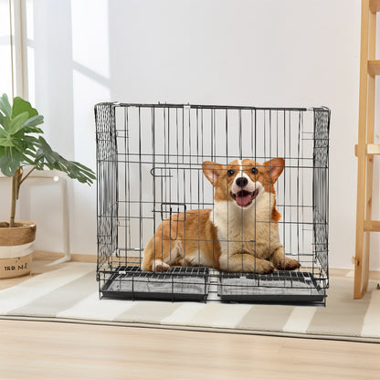Foldable Wire Pet Crate with Dual Doors and Removable Tray – Secure & Easy-Clean Kennel for Small Pets
