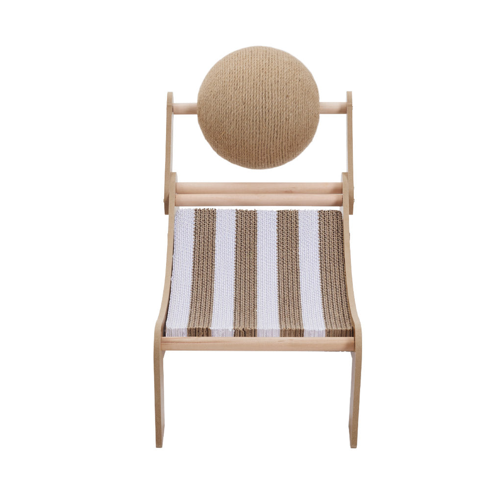 Curved Cat Scratching Board with Sisal Ball – Durable Lounge & Scratch Surface with Wooden Frame