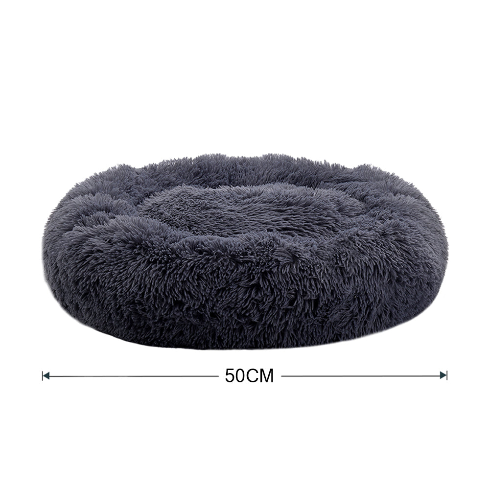 Calming Donut Plush Pet Bed – Ultra-Soft Round Nest with Raised Rim and Anti-Slip Base
