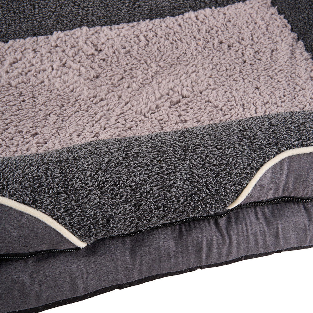 Dark Grey Anti-Slip Pet Bed with Plush Interior & Removable Cover