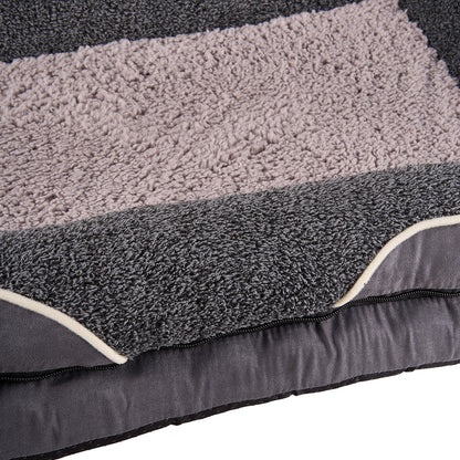 Dark Grey Anti-Slip Pet Bed with Plush Interior & Removable Cover