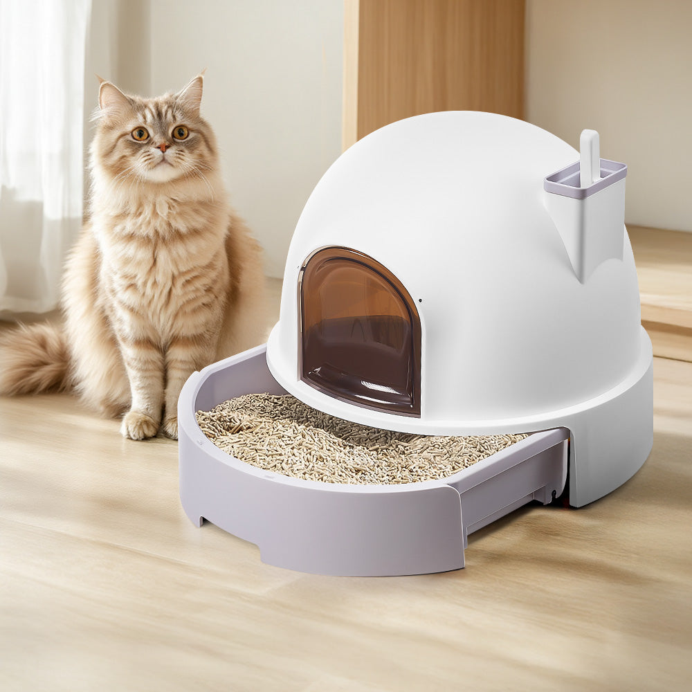 Large Enclosed Cat Litter Box with Bidirectional Doors – Multi-Cat, Odor-Control, Easy-Clean Design