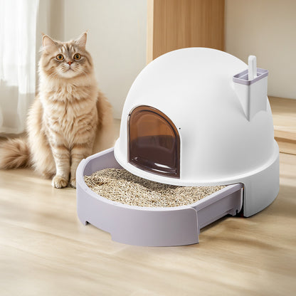Large Enclosed Cat Litter Box with Bidirectional Doors – Multi-Cat, Odor-Control, Easy-Clean Design