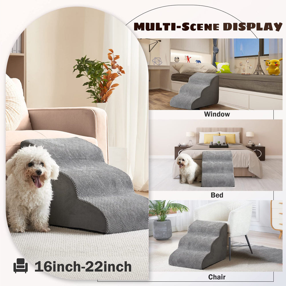 Non-Slip Pet Stairs with Removable Cover – Comfortable & Stable for Small Dogs