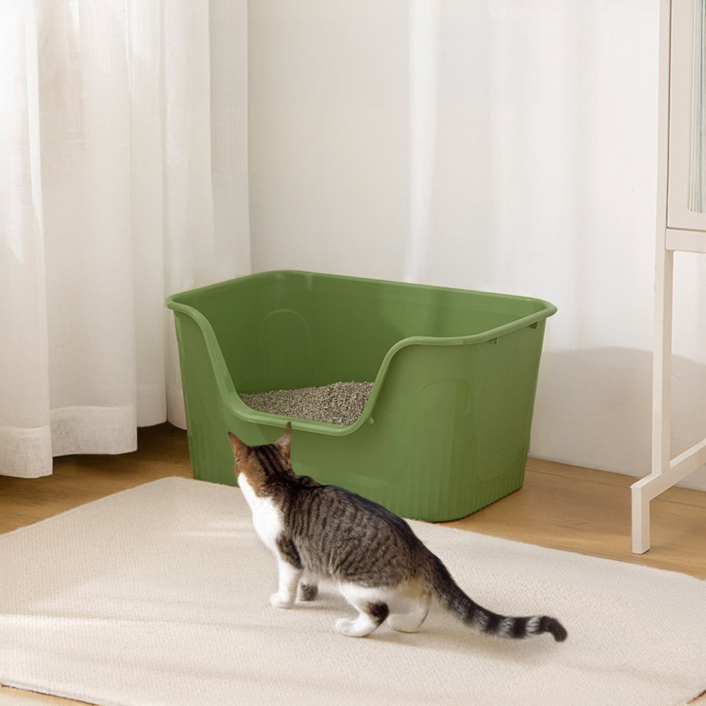 Open Top Cat Litter Box with Scoop – Easy Entry & Spill-Proof Design