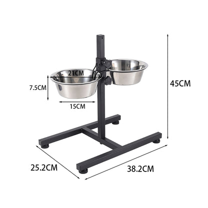 Adjustable Double-Bowl Pet Feeder – Elevated Stand for Cats & Dogs, Anti-Slip & Hygienic Design