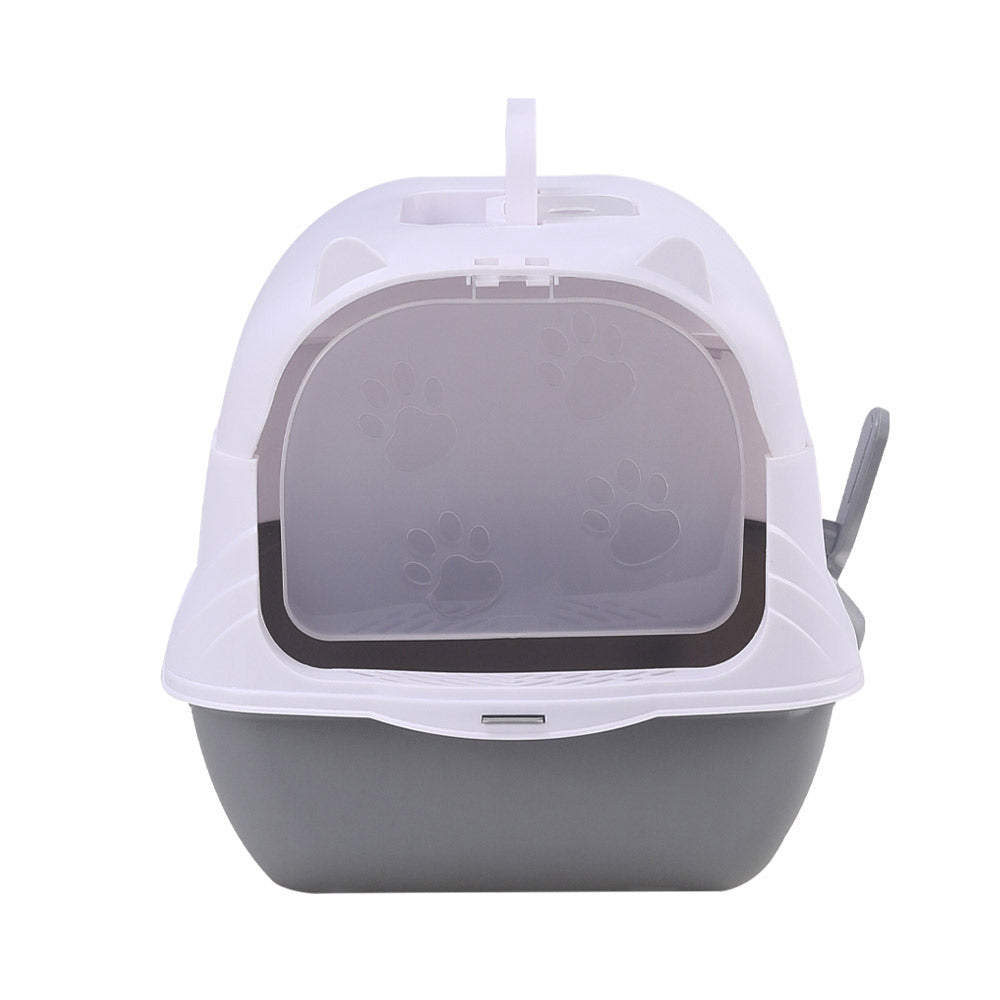 Detachable Cat Litter Box with Deodorising Compartment – Grey & White, Easy-to-Clean Design