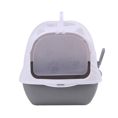 Detachable Cat Litter Box with Deodorising Compartment – Grey & White, Easy-to-Clean Design