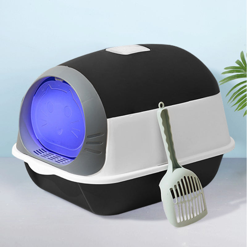 Detachable Cat Litter Box with Built-in UV Sterilizer Lamp and Two-Way Access