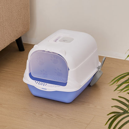 Detachable Cat Litter Box with Deodorising Compartment – Grey & White, Easy-to-Clean Design