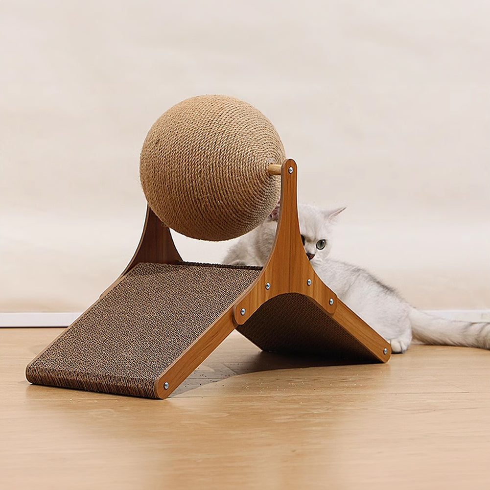 Cat Scratching Board with Interactive Sisal Ball – Durable Freestanding Cat Toy for Healthy Claws and Playtime Fun