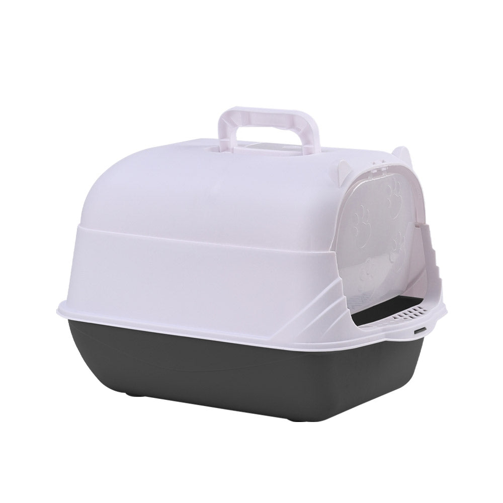 Detachable Cat Litter Box with Deodorising Compartment – Grey & White, Easy-to-Clean Design