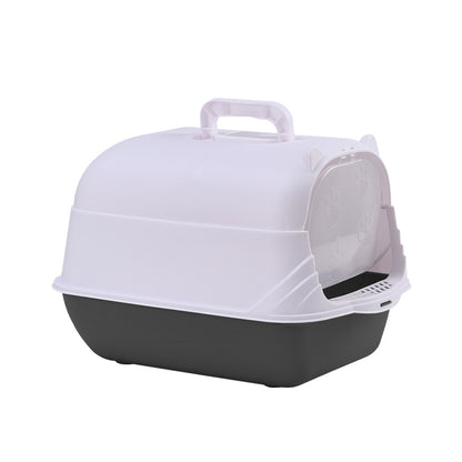 Detachable Cat Litter Box with Deodorising Compartment – Grey & White, Easy-to-Clean Design