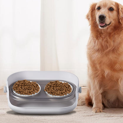 Adjustable Ceramic Double Bowl Pet Feeder – Elevated Stand with 3 Height Levels & 15° Tilt for Cats and Dogs